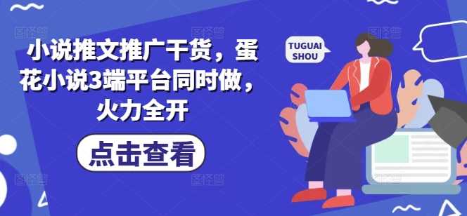 小说推文推广干货，蛋花小说3端平台同时做，火力全开-玖哥网创