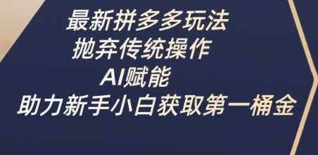 最新拼多多玩法，抛弃传统操作，AI赋能，助力新手小白获取第一桶金-玖哥网创