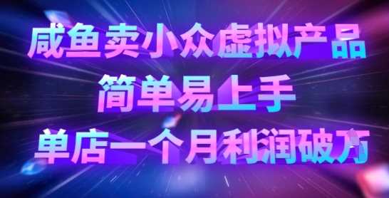 咸鱼卖小众虚拟产品，简单易上手，单店一个月利润破W-玖哥网创
