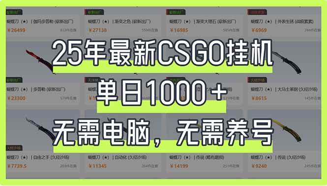 （14178期）25年最新CSGO挂机系统，单日1000+，无需电脑，无需养号，0基础可上手-玖哥网创