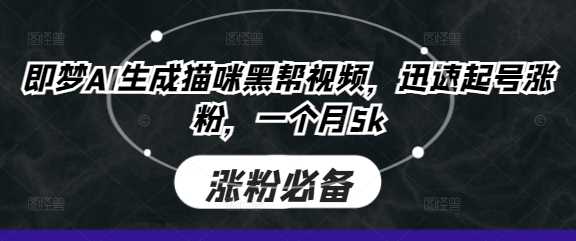 即梦AI生成猫咪黑帮视频，迅速起号涨粉，一个月5k-玖哥网创