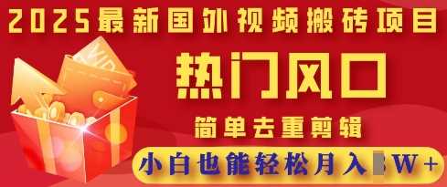 2025最新视频搬砖项目，热门风口，简单去重剪辑，小白也能轻松月入过W-玖哥网创