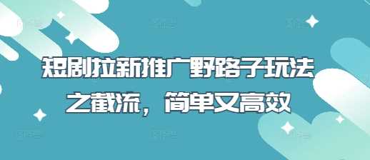 短剧拉新推广野路子玩法之截流，简单又高效-玖哥网创