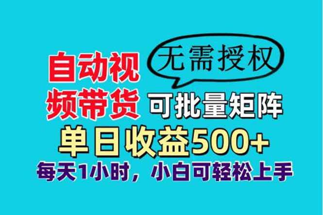（14229期）自动视频带货，可批量矩阵，单日收益500+、轻松实现睡后收益，小白可…-玖哥网创