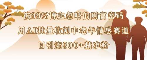 被99%博主忽略的财富密码：用AI批量收割中老年情感赛道，日引流300+精准粉-玖哥网创