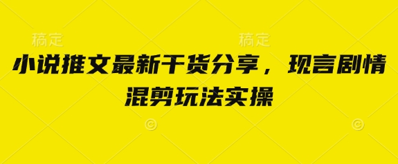 小说推文最新干货分享，现言剧情混剪玩法实操-玖哥网创