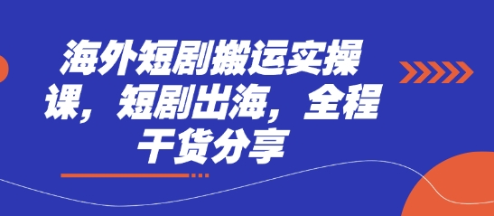 海外短剧搬运实操课，短剧出海，全程干货分享-玖哥网创