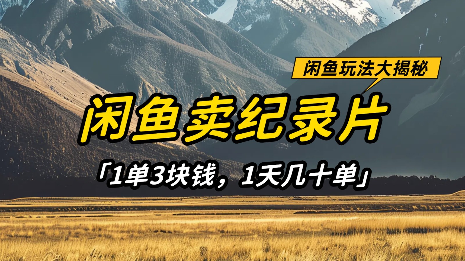 闲鱼卖纪录片，简单又赚钱的小项目，1单3块钱  1天几十单-玖哥网创