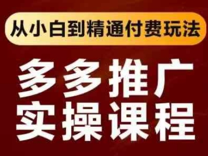 拼多多推广实操课程，从小白到精通付费玩法-玖哥网创