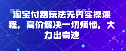 淘宝付费玩法无界实操课程，高价解决一切烦恼，大力出奇迹-玖哥网创
