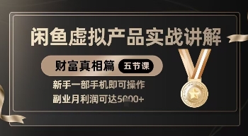 精品！闲鱼虚拟产品实战讲解，新手一部手机即可操作，副业月利润可达5k+-玖哥网创
