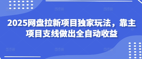 2025网盘拉新项目独家玩法，靠主项目支线做出全自动收益-玖哥网创