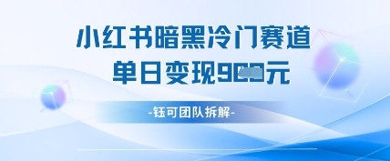 小红书冷门”暗黑”赛道，单日收益多张-玖哥网创