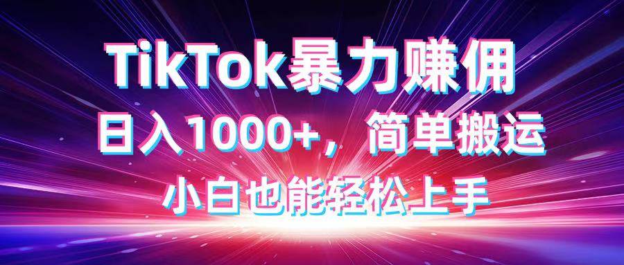 （14402期）TikTok搬运暴力赚佣，日入1000+，简单搬运，小白也能轻松上手-玖哥网创