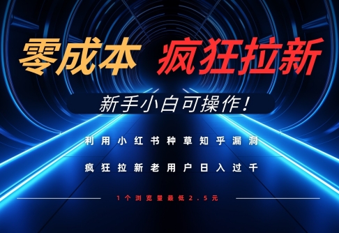 利用小红书种草知乎漏洞，零成本疯狂拉新日入数张，新手小白可操作-玖哥网创