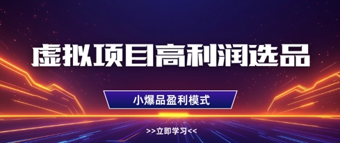 虚拟项目高利润选品方法，做好单店利润1W+，可多店倍增利润-玖哥网创