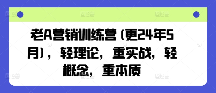 老A营销训练营(更25年4月)，轻理论，重实战，轻概念，重本质-玖哥网创
