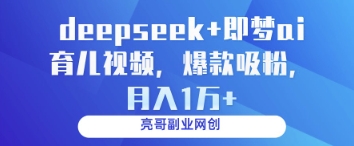 deepseek+即梦ai育儿视频，爆款吸粉，月入1w-玖哥网创