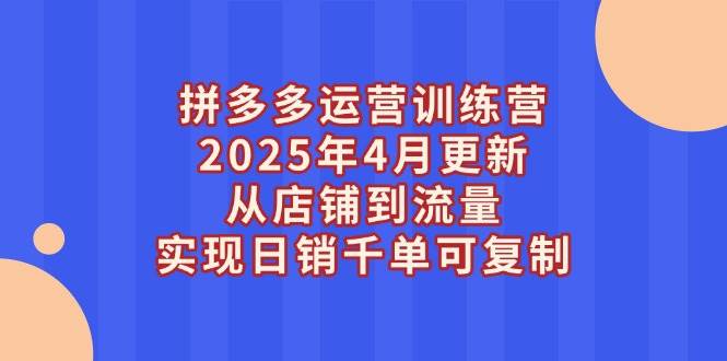 （14469期）拼多多运营训练营2025年4月更新，从店铺到流量，实现日销千单可复制-玖哥网创