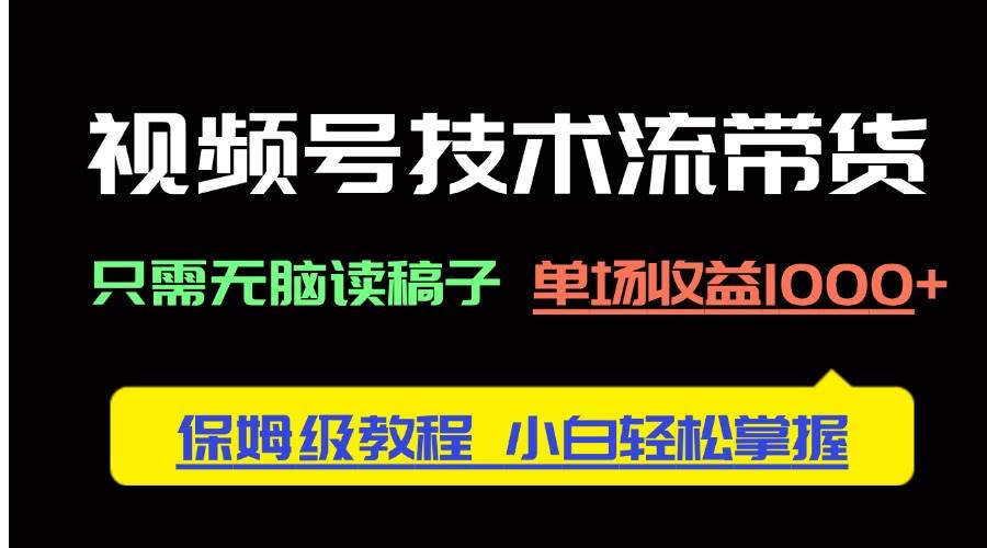 （14476期）视频号技术流带货，只需无脑读稿子，单场收益1000+ 保姆级教程，小白轻…-玖哥网创