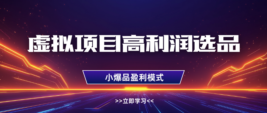 虚拟项目高利润选品方法，单店利润1W+，可多店倍增利润-玖哥网创