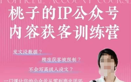 桃子IP公众号内容获客训练营(第3期)，一门让你公众号从0到商业闭环的课程-玖哥网创