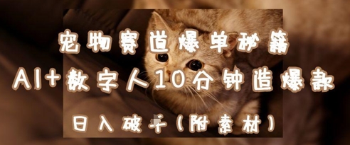 宠物赛道爆单秘籍：AI+数字人10分钟造爆款，日入1k-玖哥网创