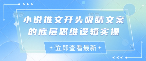 小说推文开头吸睛文案的底层思维逻辑实操-玖哥网创