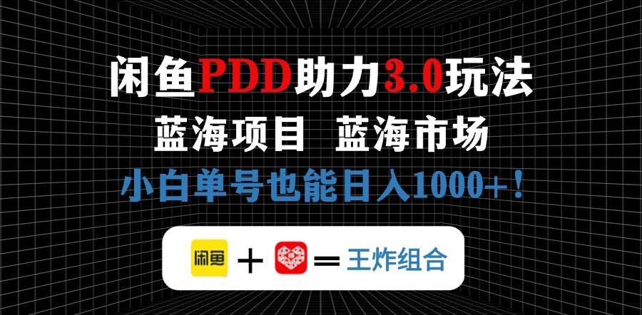 （14516期）闲鱼卖拼多多助力项目，蓝海市场新手也能单号日入1000+-玖哥网创