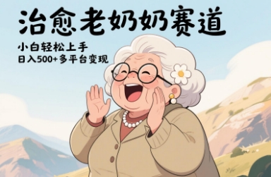 视频号治愈老奶奶赛道，小白轻松上手，日入多张，多平台变现-玖哥网创