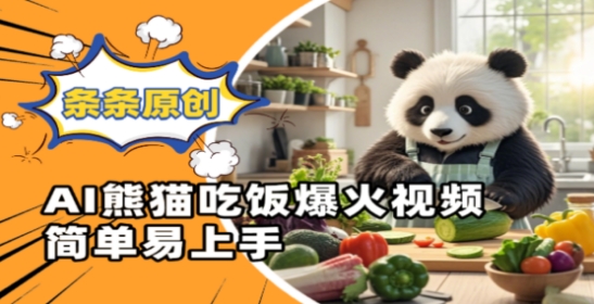 Ai熊猫吃饭爆火视频，条条原创，简单易上手-玖哥网创