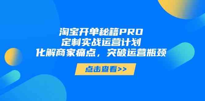 淘宝开单秘籍PRO，定制实战运营计划，化解商家痛点，突破运营瓶颈-玖哥网创