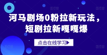 河马剧场0粉拉新玩法，短剧拉新嘎嘎爆-玖哥网创