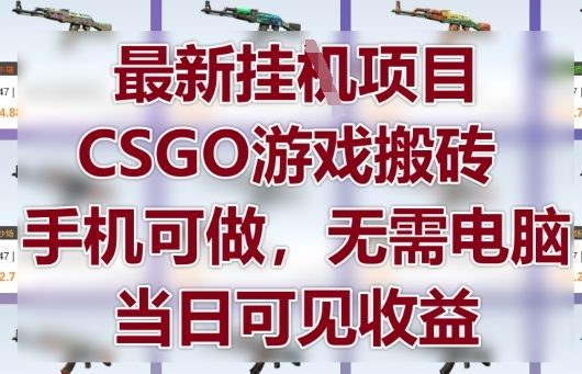 最新挂G项目，CSGO游戏搬砖，手机可做，无需电脑，当日见收益【揭秘】-玖哥网创