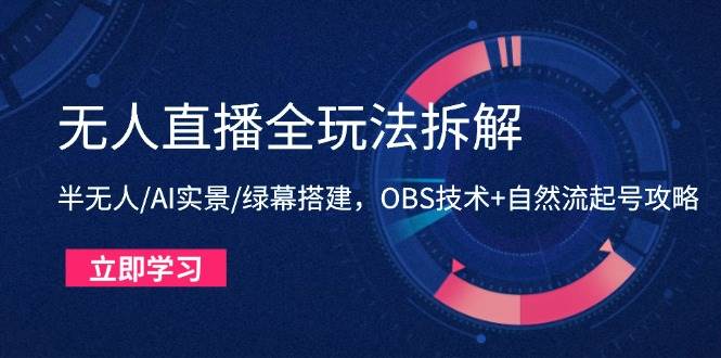 （14684期）无人直播全玩法拆解：半无人/AI实景/绿幕搭建，OBS技术+自然流起号攻略-玖哥网创