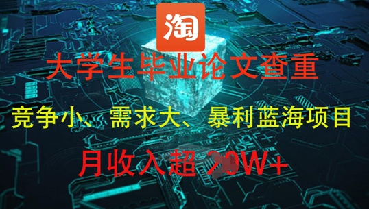 大学生毕业论文查重，暴利蓝海项目，月收入过1W+-玖哥网创