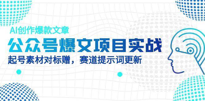 （14709期）公众号爆文项目实战，AI创作爆款文章，起号素材对标赠（附赛道AI提示词）-玖哥网创