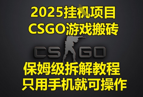 2025挂G项目，CSGO游戏搬砖，保姆级拆解教程，只用手机就可操作【揭秘】-玖哥网创
