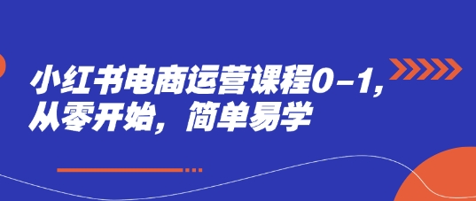 小红书电商运营课程0-1，从零开始，简单易学-玖哥网创