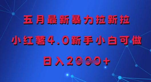 五月最新暴力拉新拉，小红薯4.0新手小白可做，日入多张-玖哥网创