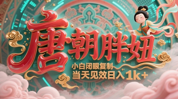 用AI克隆“唐朝胖妞”日更3条，平台疯狂推流，小白闭眼复制，当天见效，日入1k+-玖哥网创