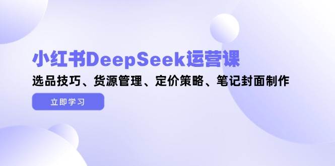 （14748期）小红书DeepSeek运营课，选品技巧、货源管理、定价策略、笔记封面制作-玖哥网创