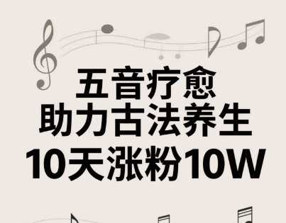古法五音养生教程，五音疗愈的视频的制作方法，2-4小时就能学会，作者10天涨粉10W-玖哥网创