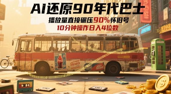 AI还原90年代巴士，一帧就让70后泪崩，播放量直接碾压90%怀旧号，每天操作十分钟，日入四位数-玖哥网创