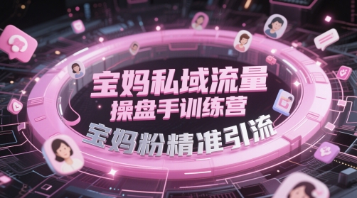 宝妈私域流量操盘手训练营，宝妈粉精准引流-玖哥网创