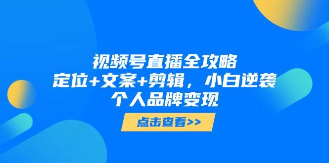 （14819期）视频号直播全攻略，定位+文案+剪辑，小白逆袭个人品牌变现-玖哥网创