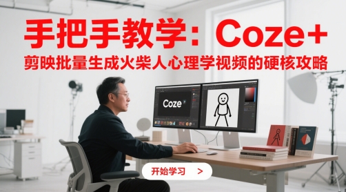 手把手教学：Coze + 剪映批量生成火柴人心理学视频的硬核攻略-玖哥网创