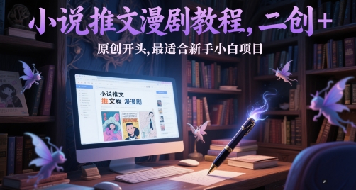 小说推文漫剧教程，二创+原创开头，最适合新手小白项目-玖哥网创