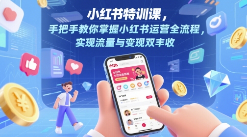 小红书特训课，手把手教你掌握小红书运营全流程，实现流量与变现双丰收-玖哥网创