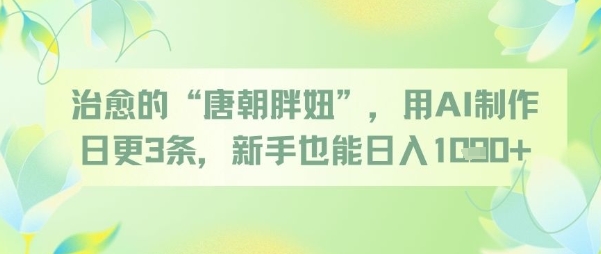 治愈的“唐朝胖妞”，用AI制作日更3条，新手也能日入多张-玖哥网创
